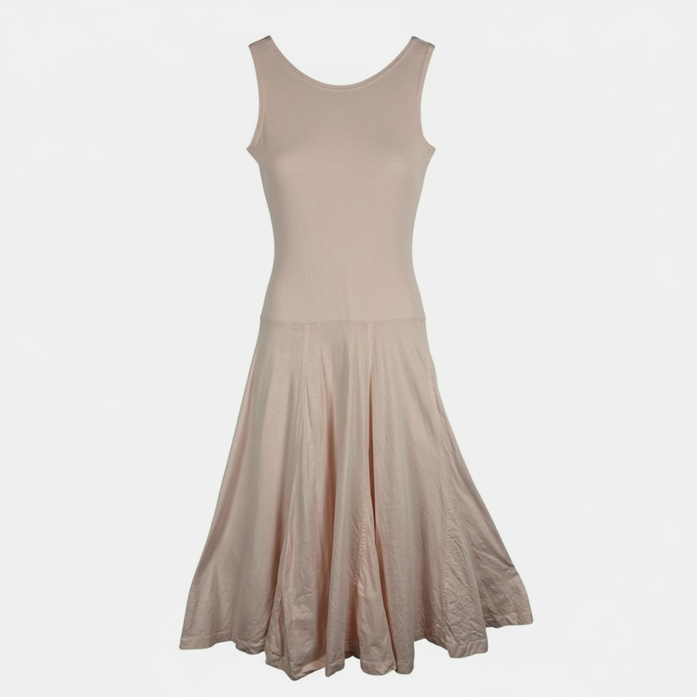 Vintage 80s Ann‎ Taylor Pink Tank Dress Womens Small Ribbed Fit Flare Ballerina